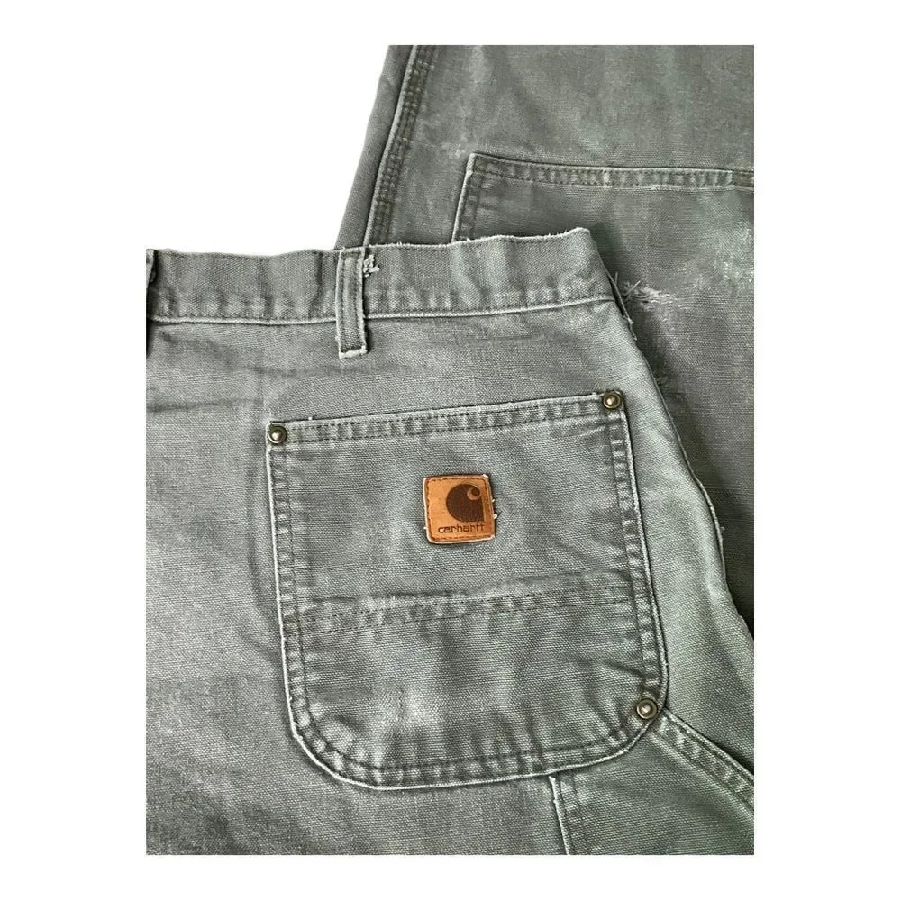 Carhartt Canvas Carpenter Distressed Cargo Pants Size W34/L32 - Picture 7 of 15